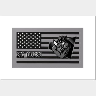 Black and white flag with logo Posters and Art